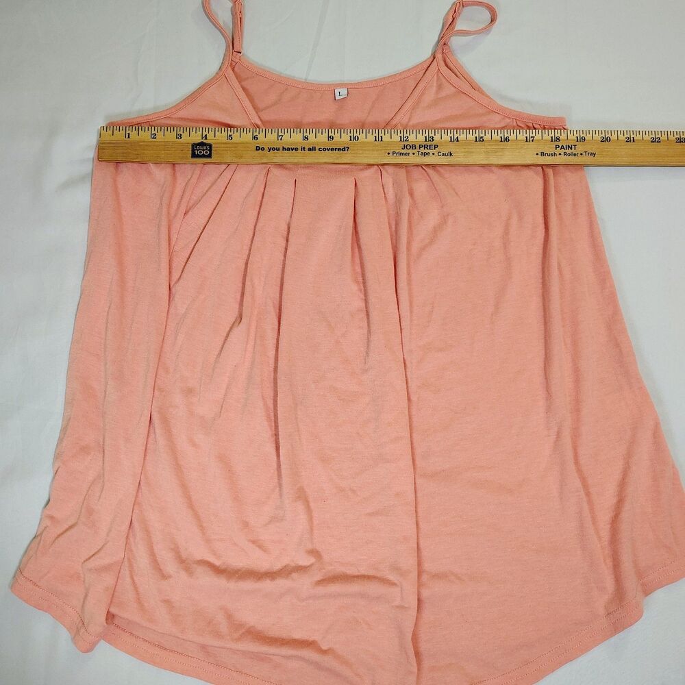 Peach Camisole Spaghetti Strap Tank Top Sz L Beachy Coastal Summer Flowy Boho - Picture 3 of 8